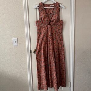 Madewell Stephanie Twist-Front Boho Midi Dress Floral size 10